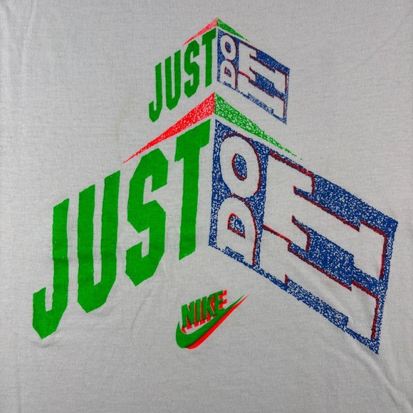 Vintage 80s Nike "Just Do It" Graphic T-Shirt L Screen Stars Single Stitch RARE - Picture 2 of 10